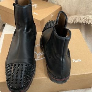 Christian Louboutin black melon spikes Chelsea boots